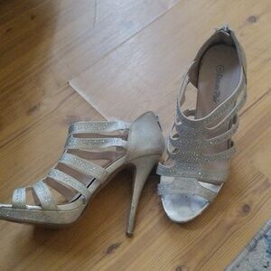 Dream Pairs Glittering Silver Strappy Heels